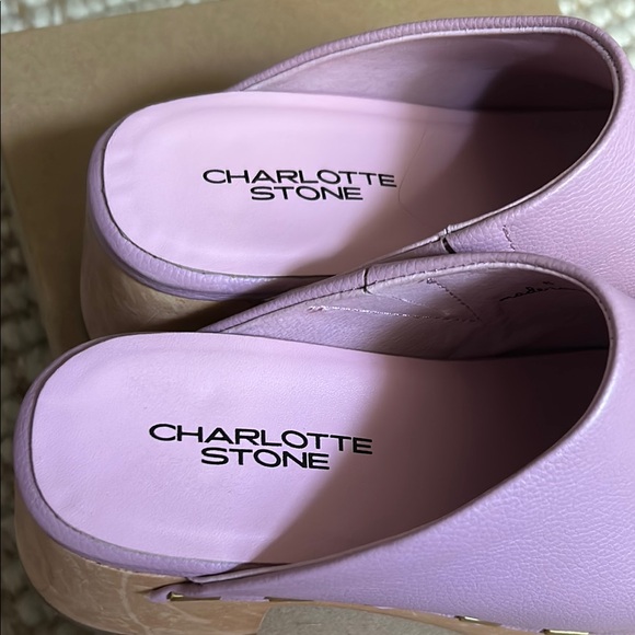 Charlotte Stone Purple Mules with Wooden Sole - Picture 2 of 11